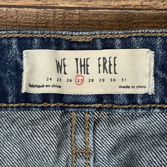We The Free People Zip It Up Denim Mini Skirt Blue Jean Frayed Hem Size 27 - Picture 3 of 9